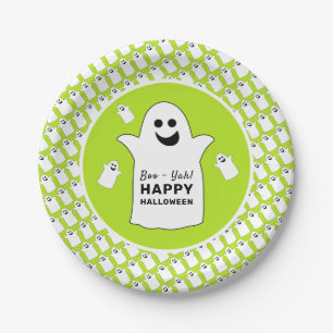 Happy Ghost, grünes Halloween-Party Pappteller