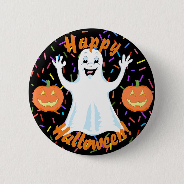 Happy Ghost Halloween Button (Vorderseite)