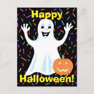 Happy Ghost Halloween Postcard Postkarte