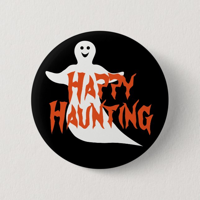 Happy Ghost Happy Haunting Button (Vorderseite)
