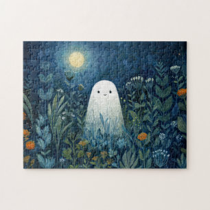 Happy Ghost in Moonlit Garden