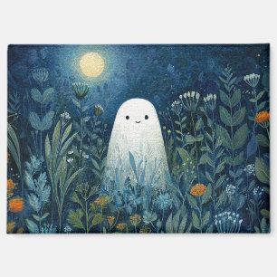 Happy Ghost in Moonlit Garden Magnet
