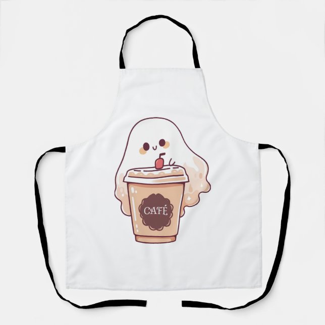 Happy Ghost Lieben Kaffeeaufkleber Schürze (Vorderseite)