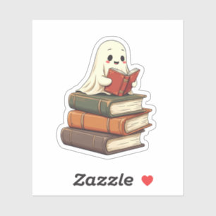 Happy Ghost Reader - Funny Bookworm Aufkleber