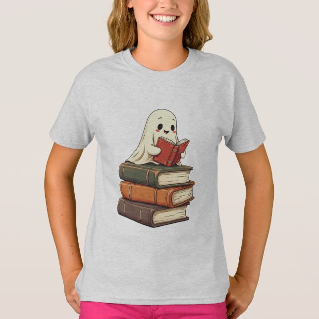 Happy Ghost Reader - Funny Bookworm T-Shirt (Vorderseite)