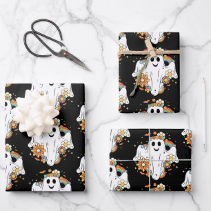 Happy Ghost Retro Hippie Muster Geschenkpapier Set