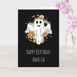 Happy Ghost Retro Hippie Vibe Geburtstag Karte