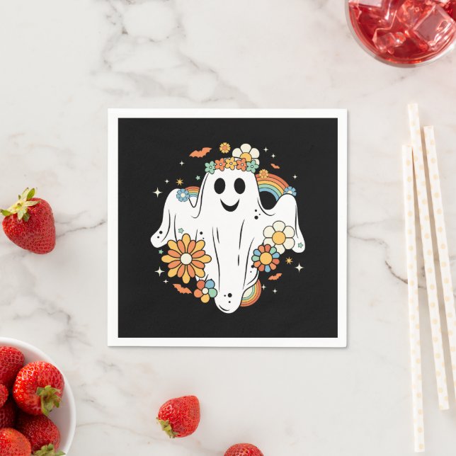 Happy Ghost Retro Hippie Vibe Serviette (Beispiel)