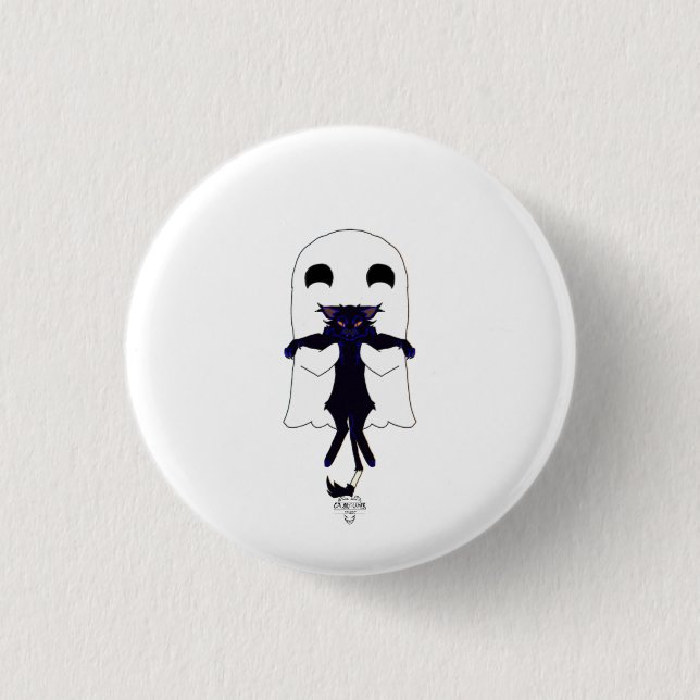 Happy Ghost & Scraggy Cat Button (Vorderseite)