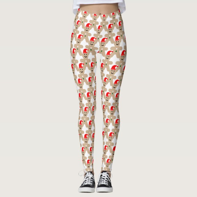 Happy Ginger Broad Man Weihnachten Leggings (Vorderseite)