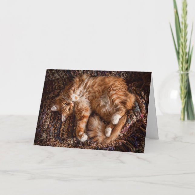 Happy Ginger Cat Birthday Card Karte (Vorderseite)