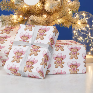 Happy Gingerbread Cowgirl Weihnachten Geschenkpapier