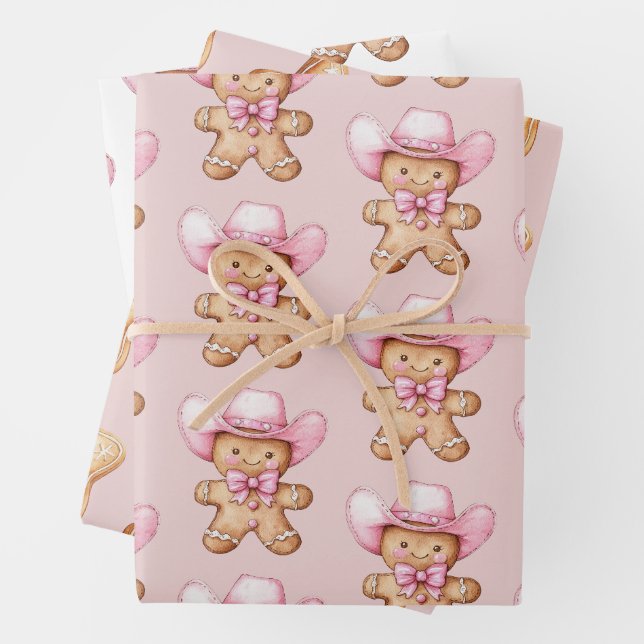 Happy Gingerbread Cowgirl Weihnachten Geschenkpapier Set (Beispiel)