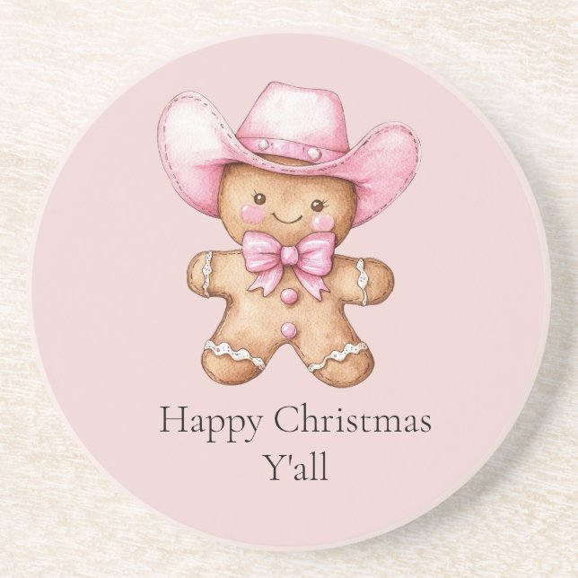 Happy Gingerbread Cowgirl Weihnachten Getränkeuntersetzer (Vorne)