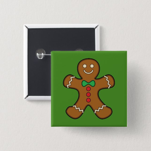 Happy Gingerbread Man Button (Vorne & Hinten)