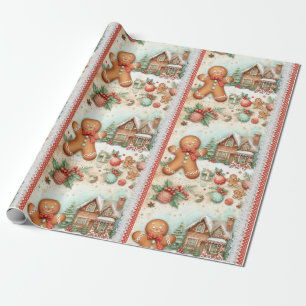 Happy Gingerbread Man Gingerbread House Geschenkpapier