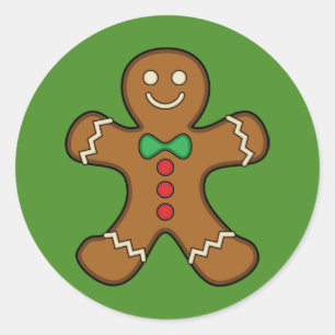 Happy Gingerbread Man Runder Aufkleber