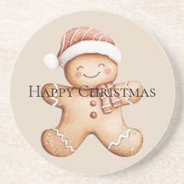 Happy Gingerbrot Cookie mit Weihnachtsmannmütze Getränkeuntersetzer