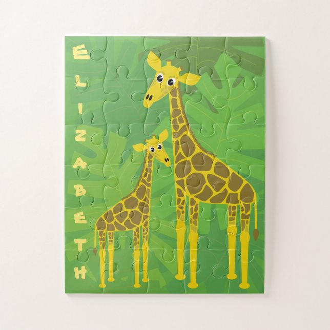 Happy Giraffe Family Kinder Personalisiert (Vertikal)