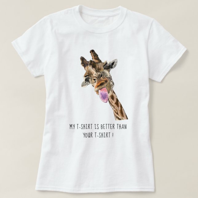 Happy Giraffe Tongue Out Funny T - Shirt - Dein Te (Design vorne)