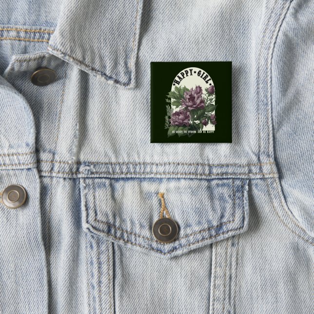 Happy Girl Blues T - Shirt Button (Beispiel)