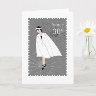 Happy Girl France Briefmarke Faltes Grußkarte Karte