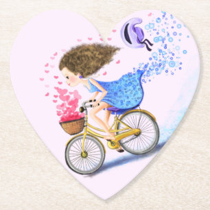 Happy Girl mit Bike Paper Untersetzer