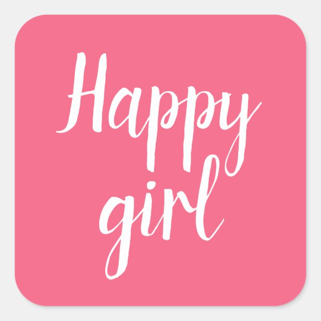 Happy Girl Quadratischer Aufkleber (Vorderseite)