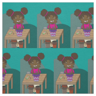 Happy Girl Starring bei Seedling Print Fabric Stoff