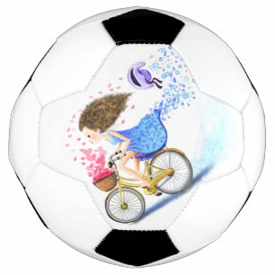 Happy Girl with Bike Soccer Ball