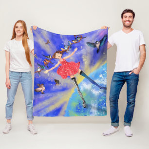 Happy Girl with Birds - Happines - Fleecedecke