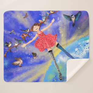Happy Girl with Birds - Happines - Sherpadecke