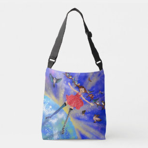 Happy Girl with Birds - Happines Tragetaschen Mit Langen Trägern