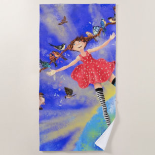 Happy Girl with Birds - Joy Strandtuch