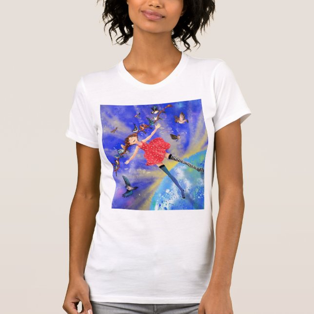 Happy Girl with Birds T - Shirt - Happines (Vorderseite)