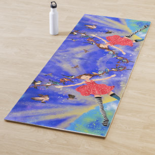 Happy Girl with Birds Yoga Mat - Spring Joy Yogamatte