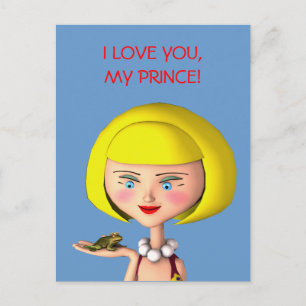 Happy Girl with Frog Prince Postkarte