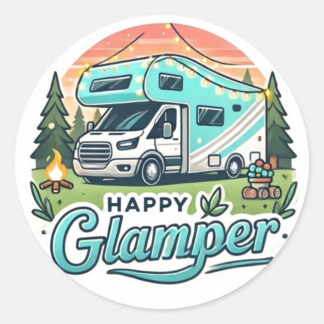 Happy Glamper Sticker rond (Devant)