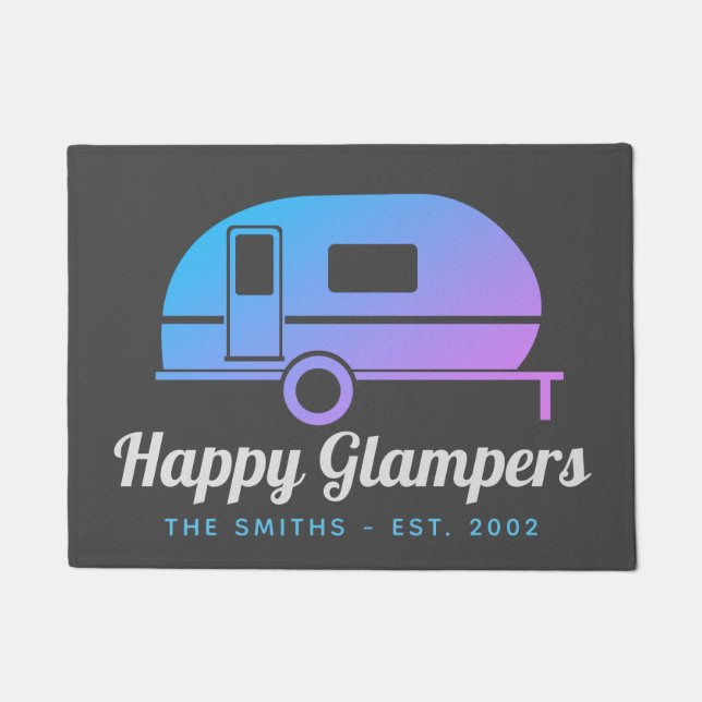 Happy Glampers Lila Ombre Camping Fußmatte (Vorderseite)