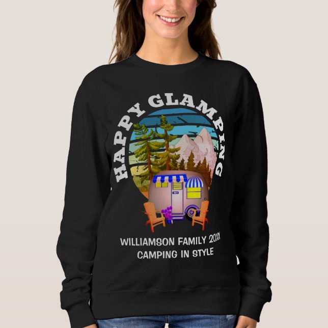 HAPPY GLAMPING Individuelle Name Family Camping Tr Sweatshirt (Vorderseite)
