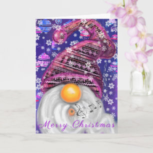 Happy Gnome in Lila Hat Weihnachtskarte Karte