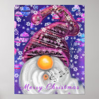 Happy Gnome in Lila Hut Singt ein Weihnachtslied