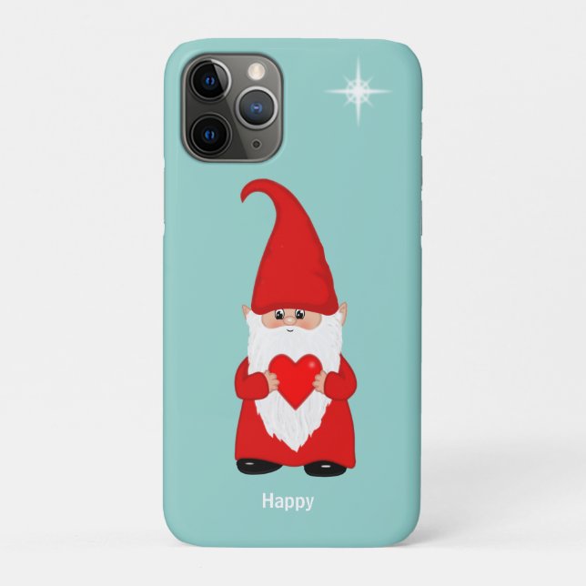 Happy gnome mit Herz auf aquamarin Case-Mate iPhone Hülle (Rückseite)
