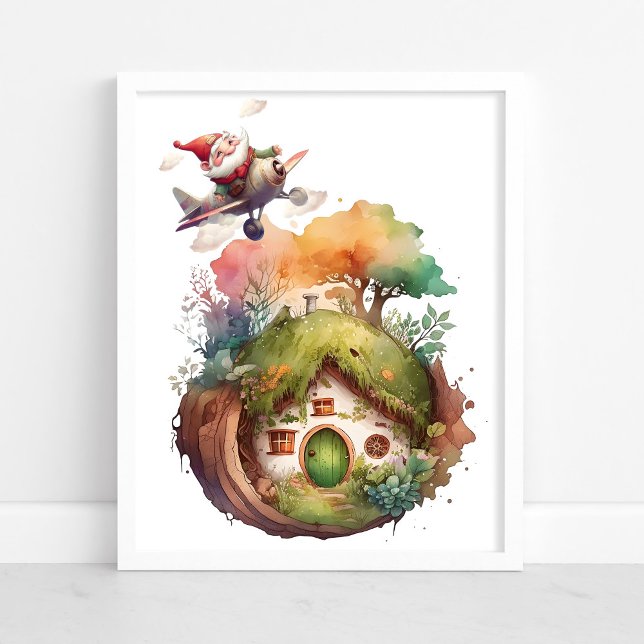 Happy Gnome Travel Earth House | Poster (Von Creator hochgeladen)