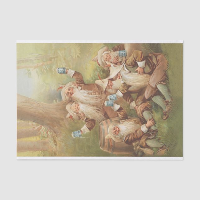 Happy Gnomes Antique Werbung für Bier (1898) Seidenpapier (Vorderseite)