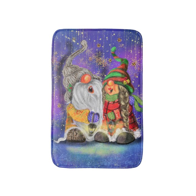 Happy Gnomes Christmas Bath Mat Badematte (Vorderseite Vertikal)
