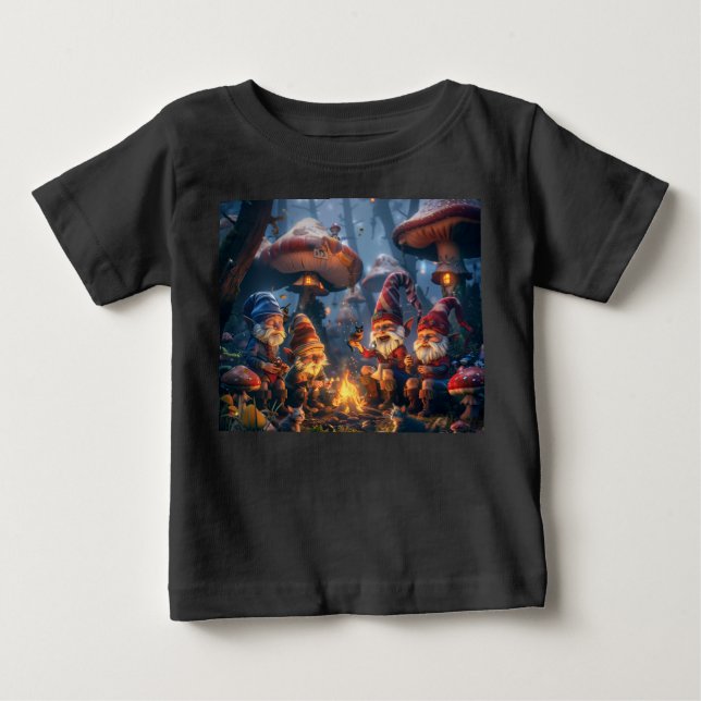 Happy Gnomes Digitale Kunst Baby T-shirt (Vorderseite)