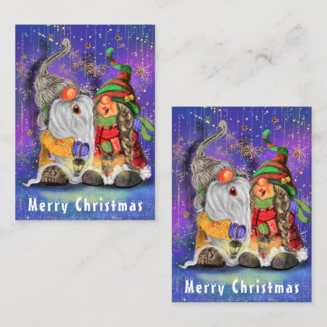 Happy Gnomes Weihnachtskarte Mitteilungskarte (Vorne/Hinten)