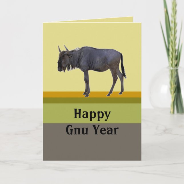 Happy Gnu Year Feiertagskarte (Vorderseite)
