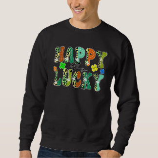 Happy Go Glück Leopard Design St Patrick's Day Clo Sweatshirt